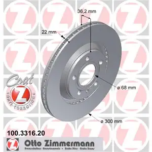Zimmermann 100.3316.20 Bremsscheiben 2 St&uuml;ck AUDI