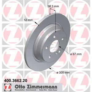 Zimmermann 400.3662.20 Bremsscheiben 2 St&uuml;ck MERCEDES-BENZ