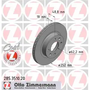 Zimmermann 285.3510.20 Bremsscheiben 2 Stück HYUNDAI Zimmermann 285.3510.20 Bremsscheiben 2 Stück HYUNDAI