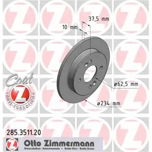 Zimmermann 285.3511.20 Bremsscheiben 2 Stück HYUNDAI Zimmermann 285.3511.20 Bremsscheiben 2 Stück HYUNDAI