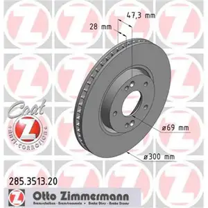 Zimmermann 285.3513.20 Bremsscheiben 2 St&uuml;ck HYUNDAI