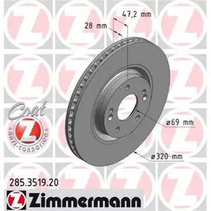 Zimmermann 285.3519.20 Bremsscheiben 2 St&uuml;ck HYUNDAI