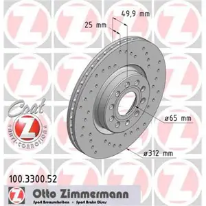 Zimmermann 100.3300.52 Bremsscheiben 2 Stück VW Zimmermann 100.3300.52 Bremsscheiben 2 Stück VW