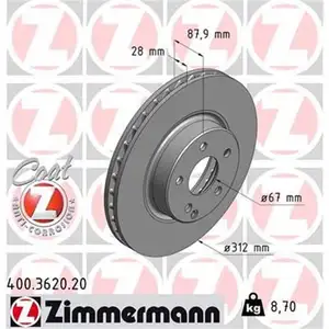 Zimmermann 400.3620.20 Bremsscheiben 2 St&uuml;ck MERCEDES-BENZ