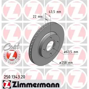 Zimmermann 250.1343.20 Bremsscheiben 2 St&uuml;ck FORD