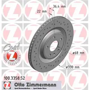 ZIMMERMANN 100.3358.52 Bremsscheiben 2 St&uuml;ck f&uuml;r AUDI