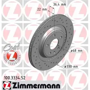 Original ZIMMERMANN 100.3334.52 Bremsscheiben 2 St&uuml;ck f&uuml;r AUDI