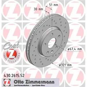 ZIMMERMANN 430.2615.52 Bremsscheiben 2 Stück für OPEL ZIMMERMANN 430.2615.52 Bremsscheiben 2 Stück für OPEL
