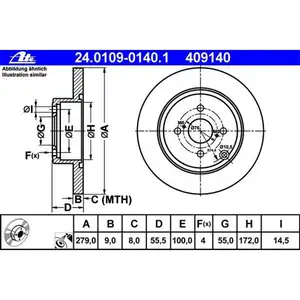 ATE 24.0109-0140.1 Bremsscheiben 2 St&uuml;ck TOYOTA