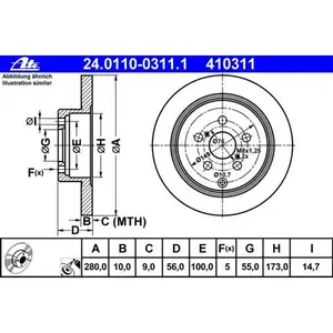 ATE 24.0110-0311.1 Bremsscheiben 2 Stück TOYOTA ATE 24.0110-0311.1 Bremsscheiben 2 Stück TOYOTA