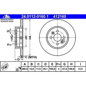 ATE 24.0112-0160.1 Bremsscheiben 2 Stück RENAULT ATE 24.0112-0160.1 Bremsscheiben 2 Stück RENAULT