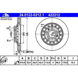 ATE 24.0122-0212.1 Bremsscheiben 2 Stück AUDI ATE 24.0122-0212.1 Bremsscheiben 2 Stück AUDI