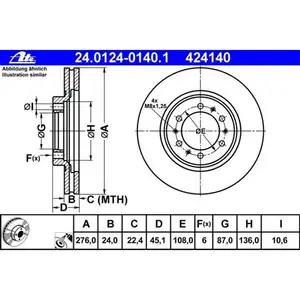 ATE 24.0124-0140.1 Bremsscheiben 2 Stück MITSUBISHI ATE 24.0124-0140.1 Bremsscheiben 2 Stück MITSUBISHI