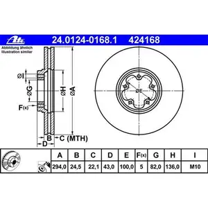 ATE 24.0124-0168.1 Bremsscheiben 2 St&uuml;ck FORD