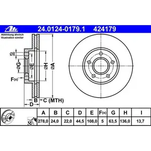 ATE 24.0124-0179.1 Bremsscheiben 2 Stück FORD ATE 24.0124-0179.1 Bremsscheiben 2 Stück FORD