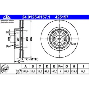 ATE 24.0125-0157.1 Bremsscheiben 2 Stück TOYOTA ATE 24.0125-0157.1 Bremsscheiben 2 Stück TOYOTA