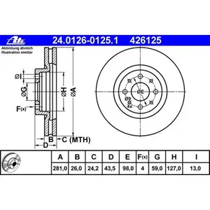 ATE 24.0126-0125.1 Bremsscheiben 2 Stück FIAT ATE 24.0126-0125.1 Bremsscheiben 2 Stück FIAT