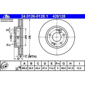 ATE 24.0126-0128.1 Bremsscheiben 2 St&uuml;ck HYUNDAI