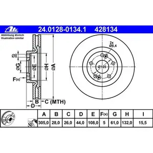 ATE 24.0128-0134.1 Bremsscheiben 2 Stück RENAULT ATE 24.0128-0134.1 Bremsscheiben 2 Stück RENAULT