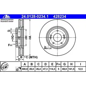 ATE 24.0128-0234.1 Bremsscheiben 2 St&uuml;ck HYUNDAI