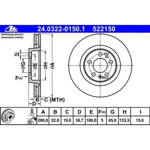 ATE 24.0322-0150.1 Power Disc Bremsscheiben 2 St&uuml;ck VW