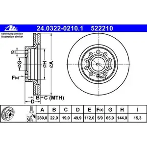ATE 24.0322-0210.1 Power Disc Bremsscheiben 2 Stück VW ATE 24.0322-0210.1 Power Disc Bremsscheiben 2 Stück VW
