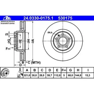 ATE 24.0330-0175.1 Power Disc Bremsscheiben 2 St&uuml;ck AUDI