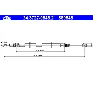 Seilzug Feststellbremse Ate 24.3727-0848.2 f&uuml;r Citro&euml;n f&uuml;r Fiat f&uuml;r Peugeot