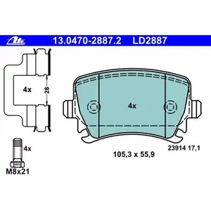 ATE 13.0470-2887.2 Ceramic Belagsatz ATE 13.0470-2887.2 Ceramic Belagsatz