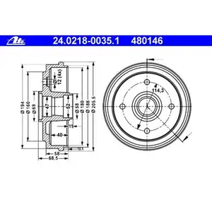 ATE 24.0218-0035.1 Bremstrommeln 2 St&uuml;ck CHEVROLET