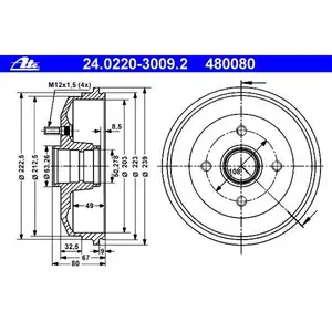 ATE 24.0220-3009.2 Bremstrommeln 2 St&uuml;ck FORD