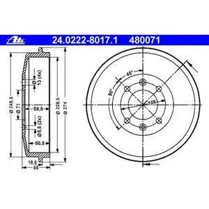 ATE 24.0222-8017.1 Bremstrommeln 2 Stück PEUGEOT ATE 24.0222-8017.1 Bremstrommeln 2 Stück PEUGEOT