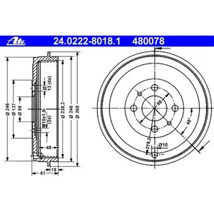 ATE 24.0222-8018.1 Bremstrommeln 2 Stück FIAT ATE 24.0222-8018.1 Bremstrommeln 2 Stück FIAT