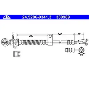 Bremsschlauch Ate 24.5286-0341.3 f&uuml;r Hyundai Vorderachse Rechts