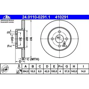 ATE Bremsenset Scheiben &Oslash;264 4Loch voll Bel&auml;ge hinten Opel Astra Combo Meriva
