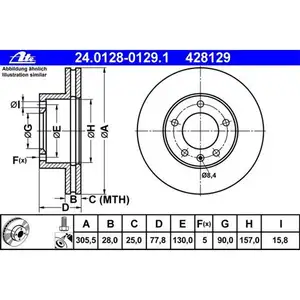 ATE 24.0128-0129.1 Bremsscheiben 2 Stück RENAULT ATE 24.0128-0129.1 Bremsscheiben 2 Stück RENAULT