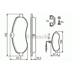Bremsbelagsatz Scheibenbremse Bosch 0 986 494 163 f&uuml;r Alfa Romeo f&uuml;r Citro&euml;n
