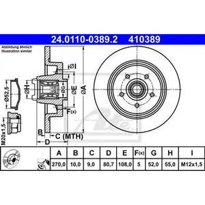 ATE 24.0110-0389.2 Bremsscheiben 2 Stück hinten RENAULT ATE 24.0110-0389.2 Bremsscheiben 2 Stück hinten RENAULT