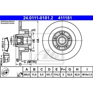 ATE 24.0111-0181.2 Bremsscheiben 2 Stück hinten für RENAULT ATE 24.0111-0181.2 Bremsscheiben 2 Stück hinten für RENAULT