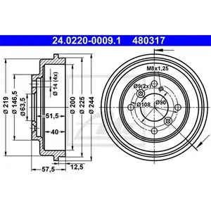 ATE 24.0220-0009.1 Bremstrommeln 2 Stück hinten FORD ATE 24.0220-0009.1 Bremstrommeln 2 Stück hinten FORD