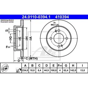 ATE 24.0110-0394.1 Bremsscheiben 2 Stück hinten für HYUNDAI ATE 24.0110-0394.1 Bremsscheiben 2 Stück hinten für HYUNDAI