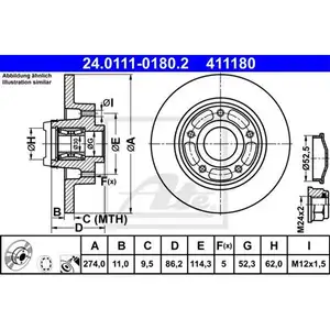 ATE 24.0111-0180.2 Bremsscheiben 2 Stück hinten für RENAULT ATE 24.0111-0180.2 Bremsscheiben 2 Stück hinten für RENAULT
