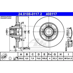 ATE 24.0108-0117.2 Bremsscheiben 2 Stück hinten ATE 24.0108-0117.2 Bremsscheiben 2 Stück hinten