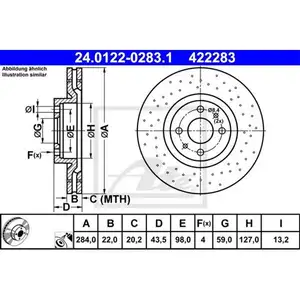 ATE 24.0122-0283.1 Bremsscheiben 2 St&uuml;ck vorne f&uuml;r ABARTH