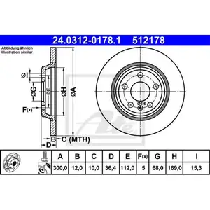 Original ATE 24.0312-0178.1 Power Disc Bremsscheiben 2 Stück hinten für AUDI Original ATE 24.0312-0178.1 Power Disc Bremsscheiben 2 Stück hinten für AUDI