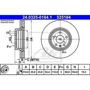 ATE 24.0325-0184.1 Power Disc Bremsscheiben 2 Stück vorne für AUDI ATE 24.0325-0184.1 Power Disc Bremsscheiben 2 Stück vorne für AUDI