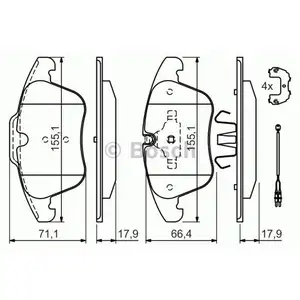 Bremsbelagsatz Scheibenbremse Bosch 0 986 494 371 f&uuml;r Citro&euml;n f&uuml;r Peugeot