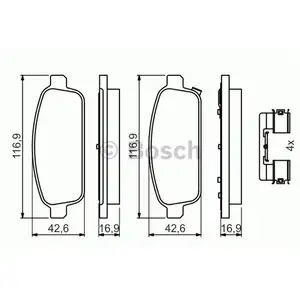 Bremsbelagsatz Scheibenbremse Bosch 0 986 494 666 f&uuml;r Opel f&uuml;r Saab f&uuml;r Vauxhall