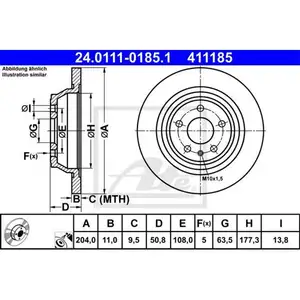 ATE 24.0111-0185.1 Bremsscheiben 2 St&uuml;ck hinten f&uuml;r FORD