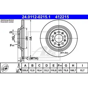 ATE 24.0112-0215.1 Bremsscheiben 2 St&uuml;ck hinten f&uuml;r JEEP